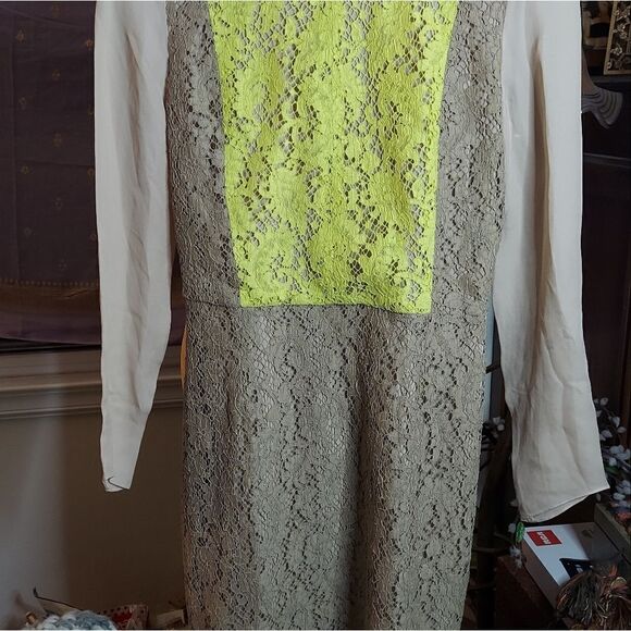 Jenni Kayne Lace Panel Dress Sheer Sleeves Size 2 - Picture 8 of 14